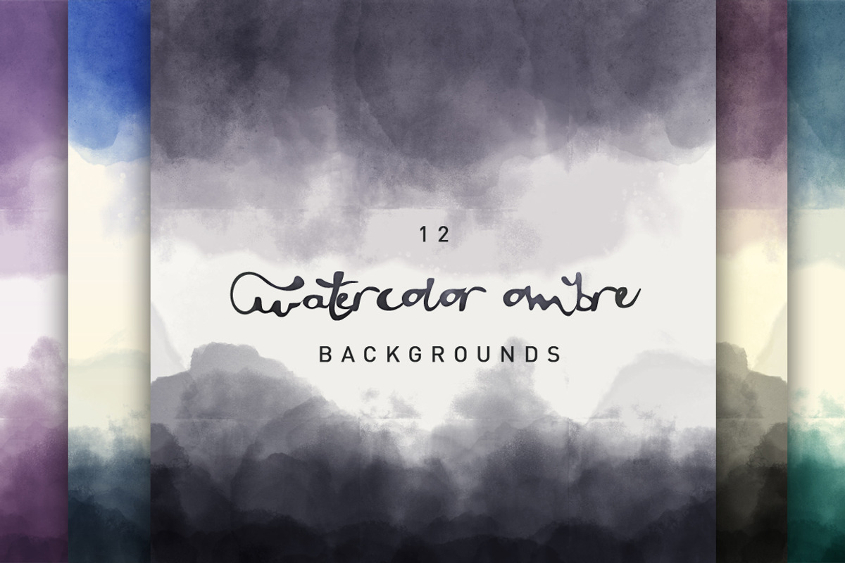 12 Watercolor Ombre Backgrounds, a Texture Graphic by Creativeqube Design (Photo 1 of 3)