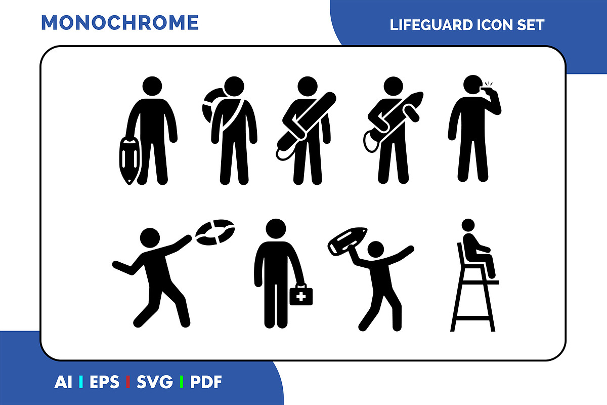 Lifeguard Icon Beach Rescue Vector, a Solid Icon by Fontmine Studio (Photo 1 of 3)