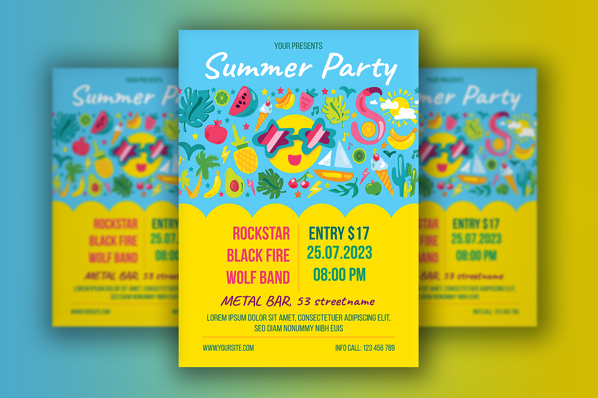 Summer Party Poster, a Poster Template by barsrsind