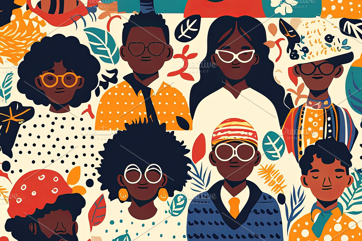 Colorful illustration of diverse people with unique styles and expressions, an Illustration by AS photostudio