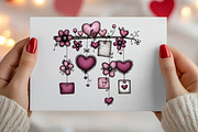 Whimsical Valentine Clipart Bundle, an Illustration by Canvas Craft (Thumbnail 5 of 6)
