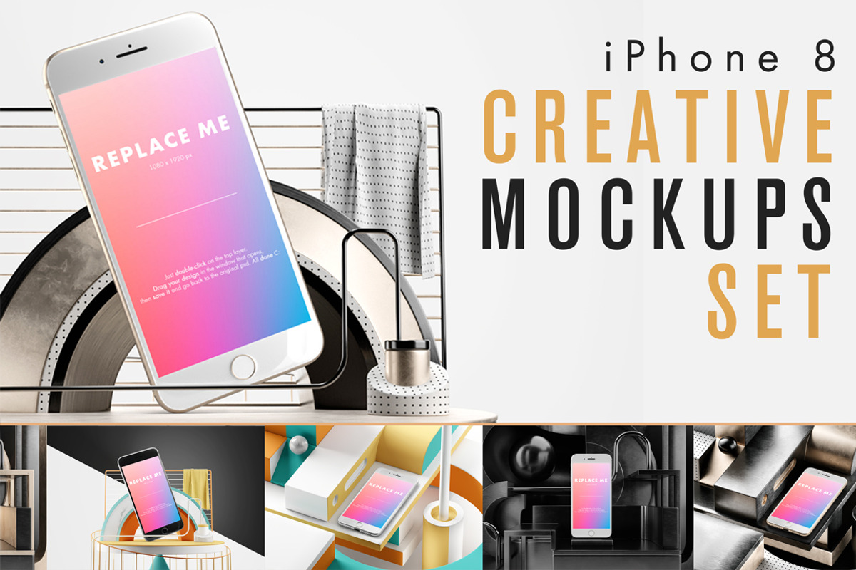 iPhone 8 Creative Mockups Set, an iPhone Mockup by As Good As Possible (Photo 1 of 16)