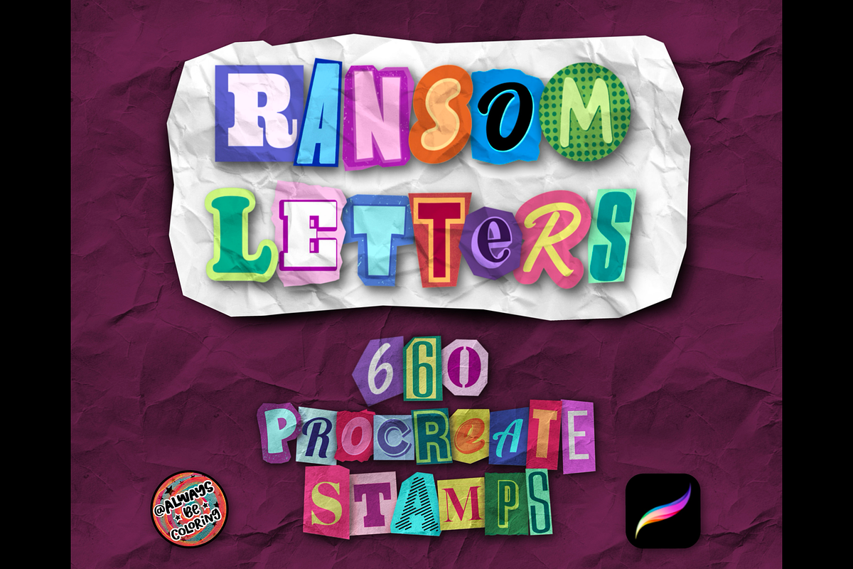 Procreate Ransom Letters Stamp Set, a Brush Add-On by AlwaysBeColoring (Photo 1 of 13)