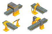 Isometric industrial conveyor line, a Technology Illustration by Yayasya (Thumbnail 2 of 3)