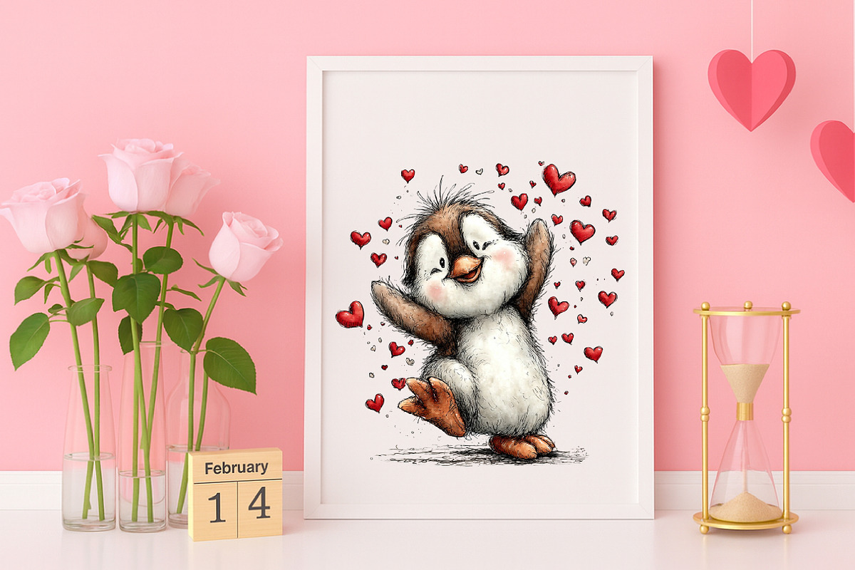 Cute Penguins Valentine Clipart, an Illustration by Canvas Craft (Photo 5 of 6)