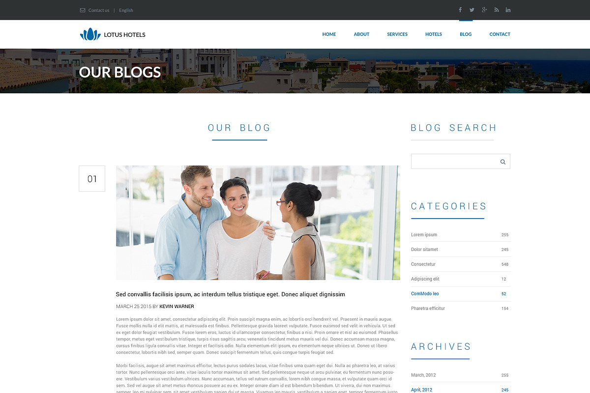 One Page Hotels PSD Website Template, a Landing Page Template by WebbyTemplates (Photo 4 of 4)