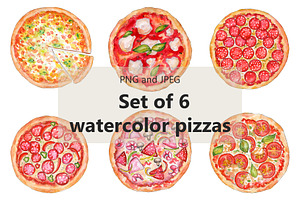 Watercolor Pizza Set