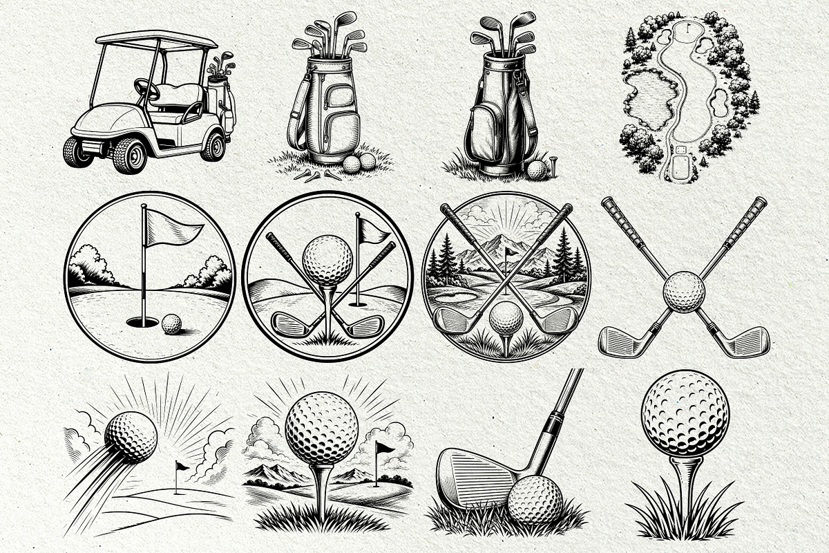 Golf Sport Line Art Graphics, a Sport Illustration by DENIDigitalArtSudio (Photo 5 of 7)