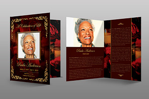 Gold Royal Rose Funeral Program