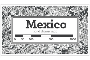 Mexico City Map In Retro Style.