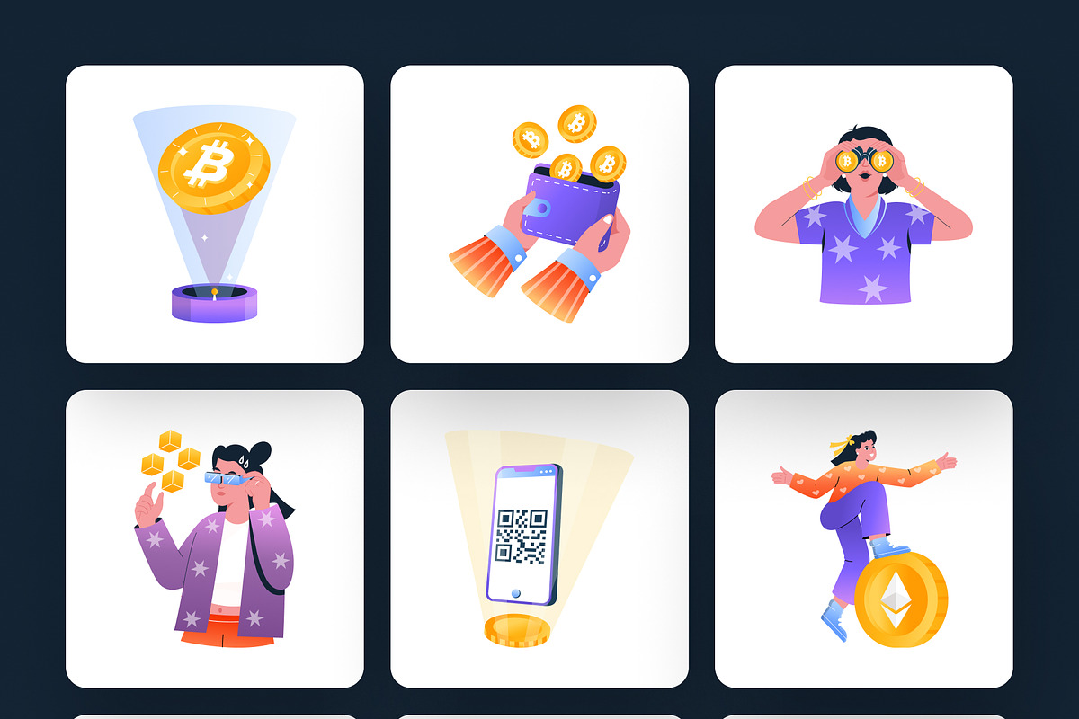 Cryptocurrency Illustrations Art Set, a Finance Illustration by Creative Stall (Photo 8 of 9)