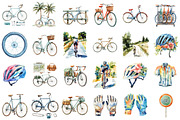 Summer Bicycling Set Clipart, an Illustration by designcity5 (Thumbnail 2 of 5)