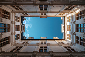 Beautiful view of sky from courtyard, a Photo by Beautiful things