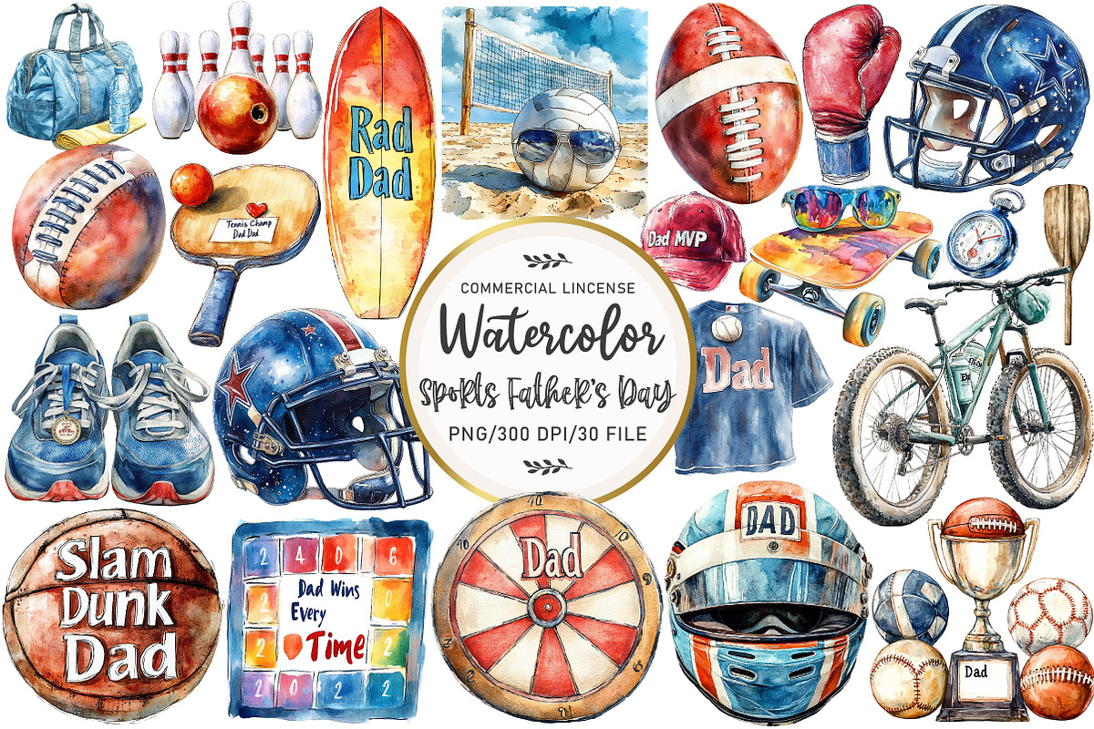 Sports Father's Day Clipart, an Illustration by OK Design (Photo 1 of 5)