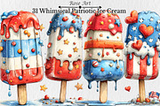 Whimsical Patriotic Ice Cream Clipar, a Seasonal Illustration by Rose Art (Thumbnail 1 of 6)