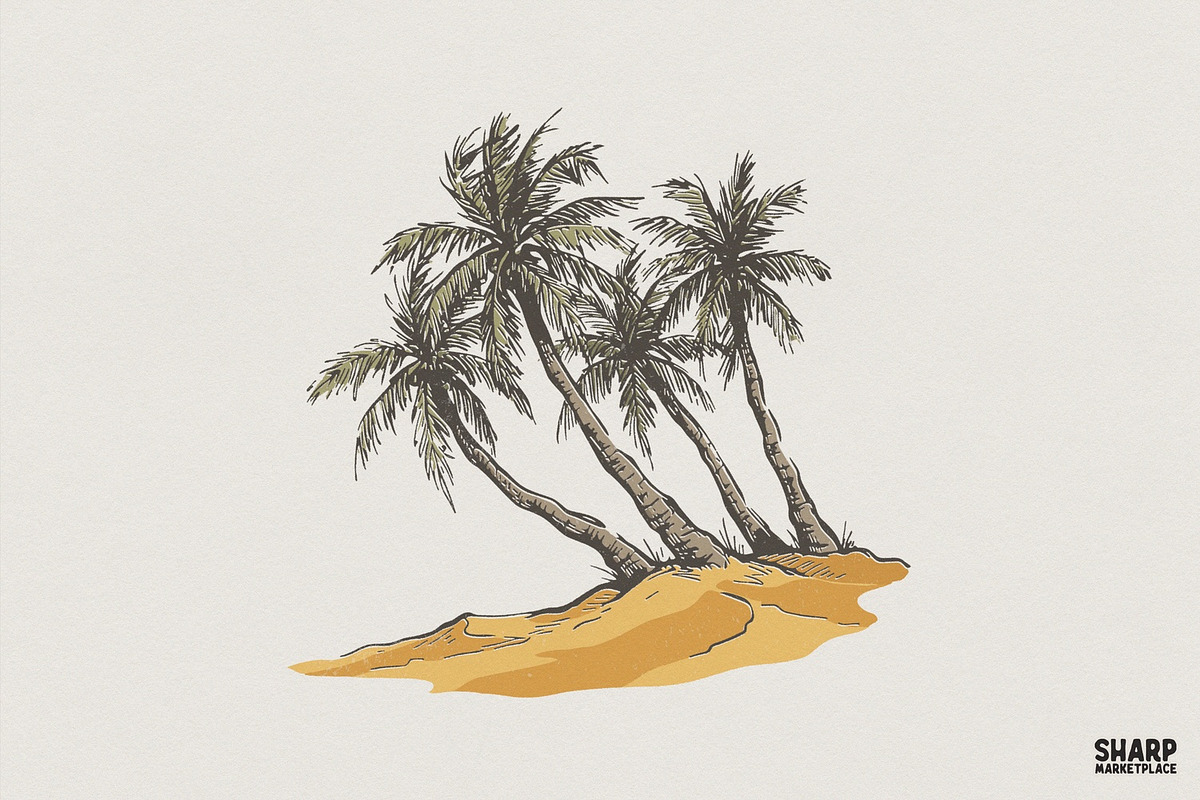 Tropical Paradise Palm Trees PNG, an Illustration by SharpMarketplace (Photo 1 of 4)