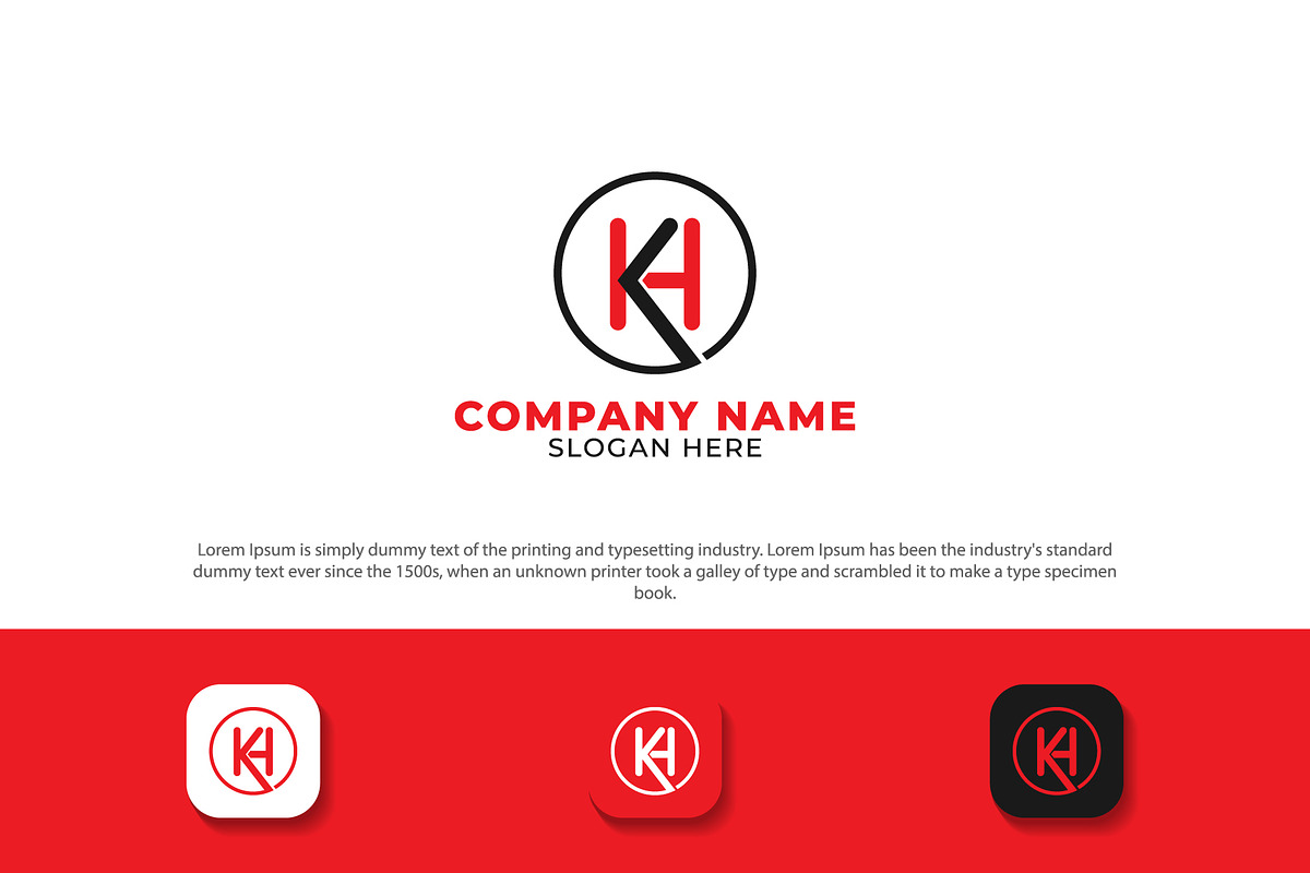 letter k h initial logo concept, a Branding & Logo Template by Logo_Luck