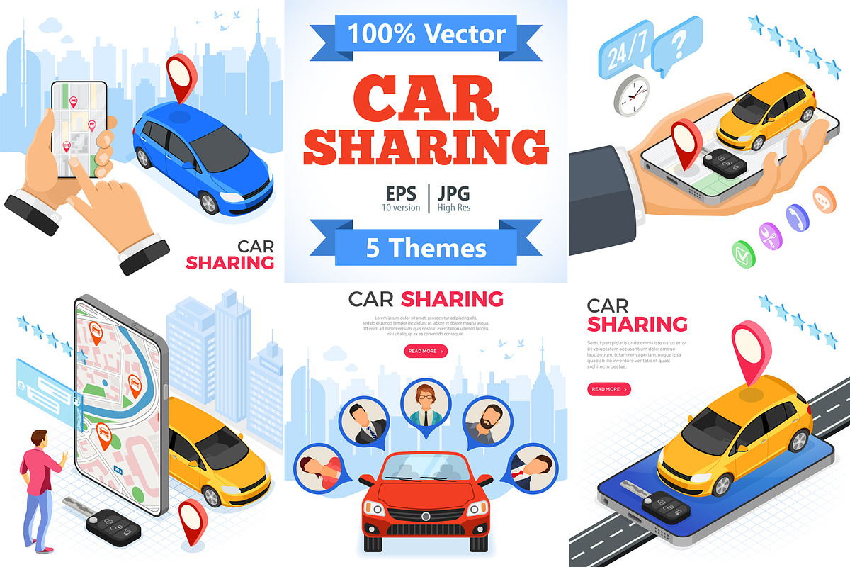Car Sharing Service Concepts, a Person Illustration by TAlex (Photo 1 of 6)