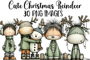 Cute Christmas Reindeer Clipart, an Illustration by DreamArtGraphic (Thumbnail 1 of 5)