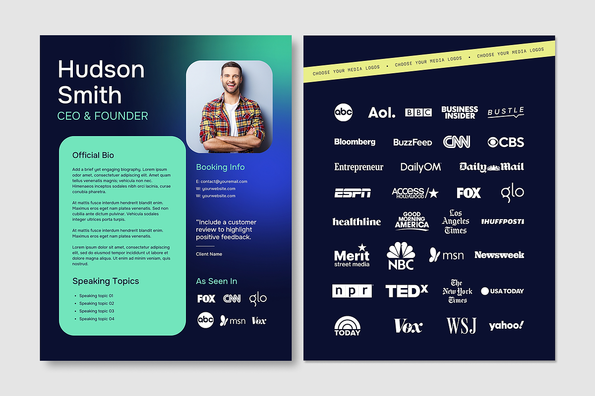 Hudson Speaker Sheet Canva Template preview 2