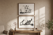 Vintage Van Gogh Cottages Set, a Decorative Illustration by Pink_bloom (Thumbnail 2 of 5)