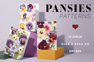 12 Pansies Seamless Patterns