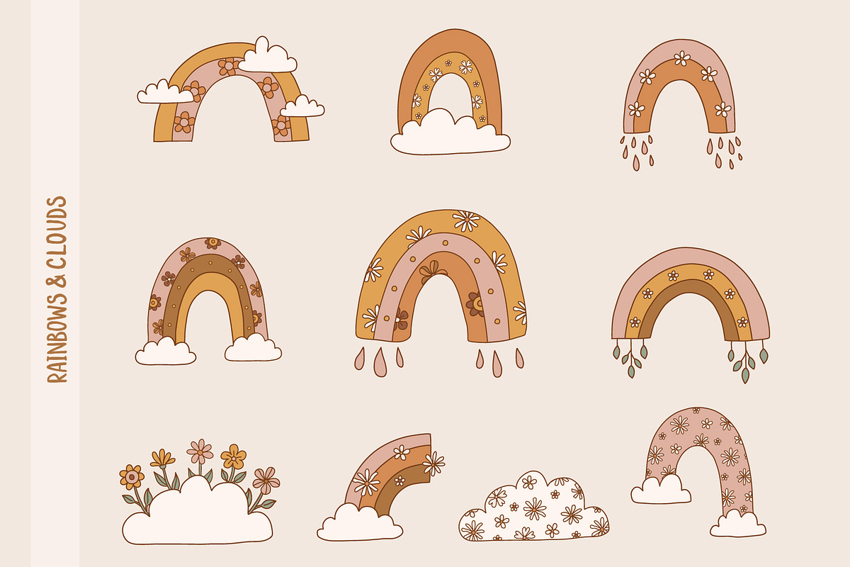 Groovy Unicorn Clipart & Patterns, an Object Illustration by NinaFedorova (Photo 3 of 8)