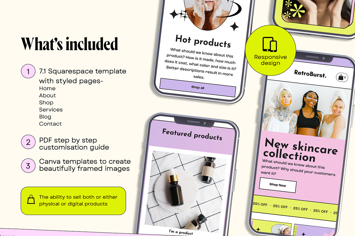 Retro Beauty Website Template, a Squarespace Template by Template Twist Shop (Photo 4 of 10)