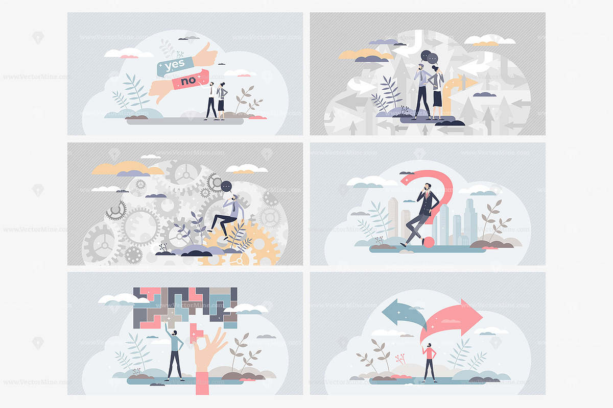 24 Decision Making Concepts, a Person Illustration by VectorMine (Photo 4 of 9)