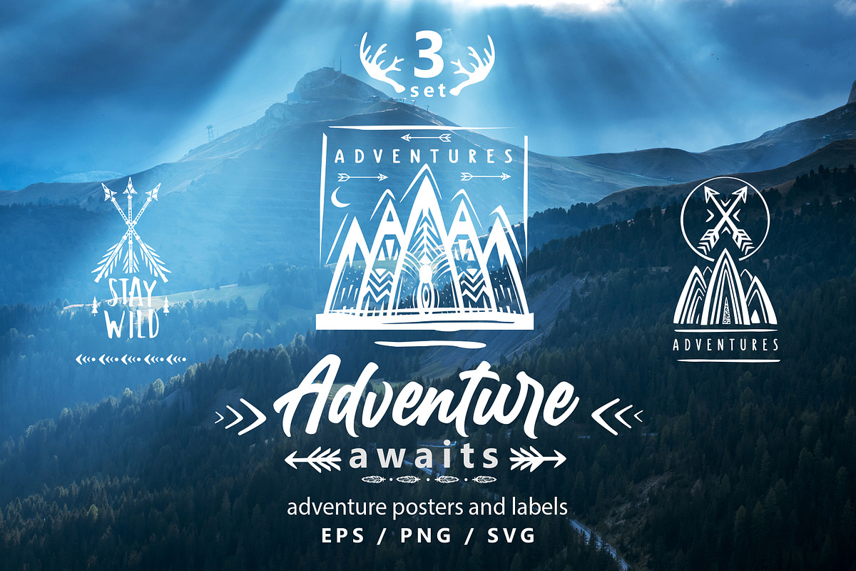 Adventure Posters and Labels, a Decorative Illustration by ViktoriaARTprint (Photo 1 of 11)