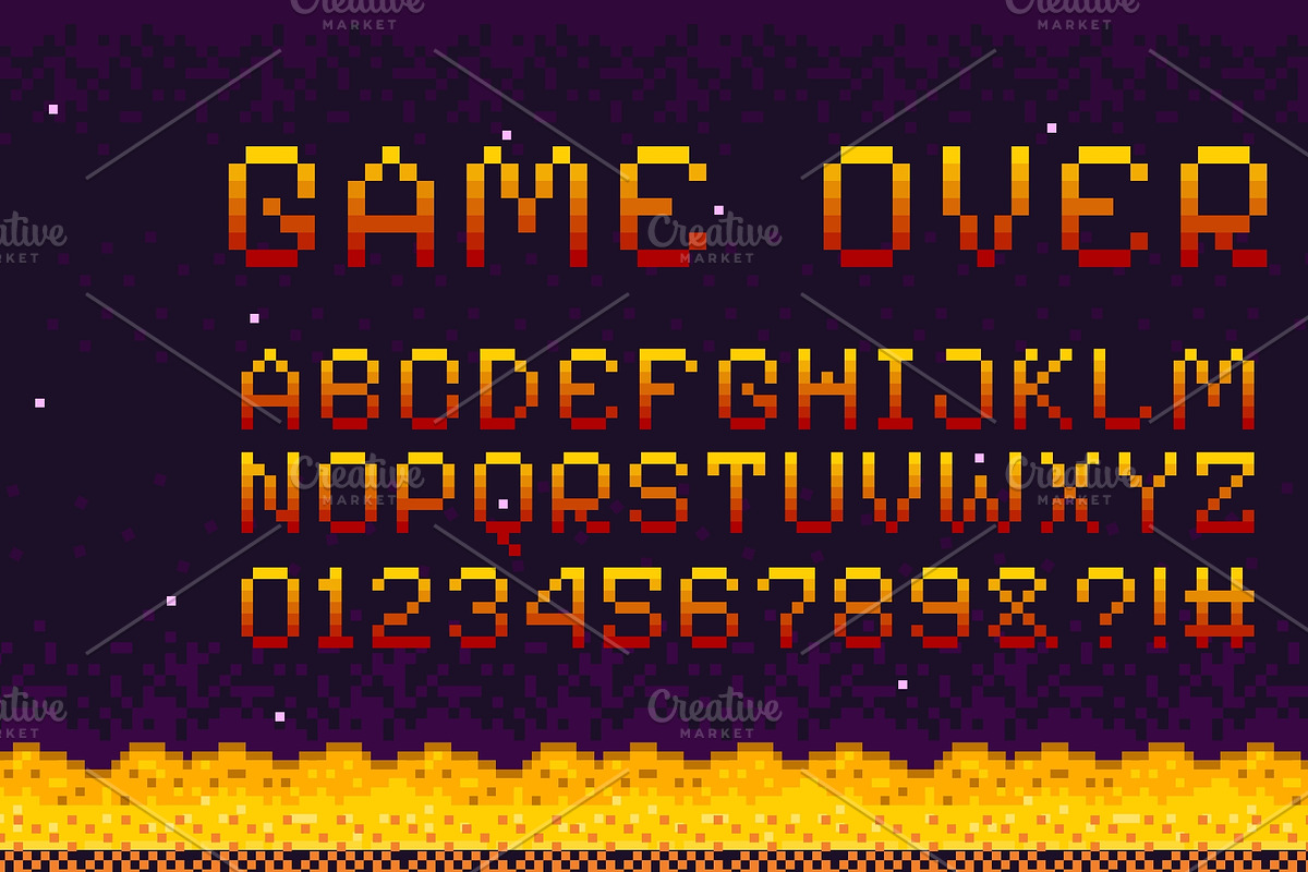 Game over pixel font. 8bit arcade, an Object Illustration by Stock-Smart-Start (Photo 3 of 3)