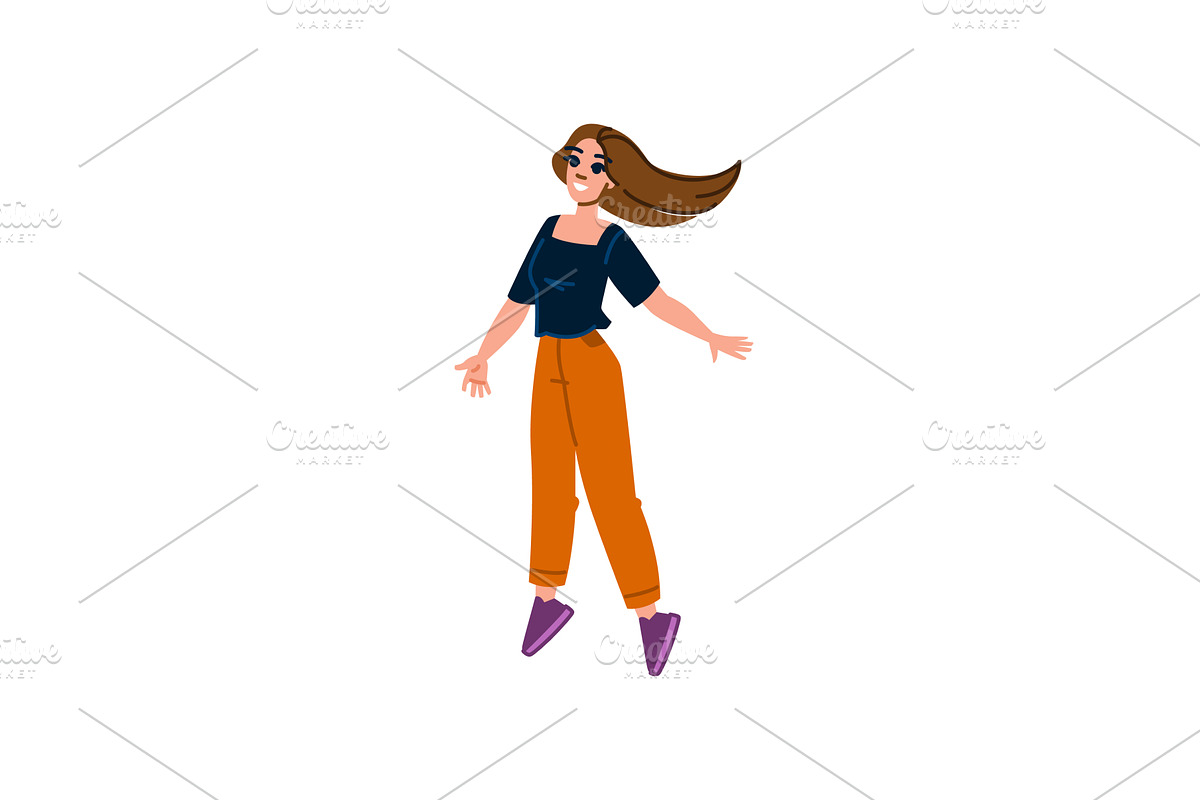 Happy young woman jumping and, a Person Illustration by pikepicture