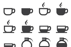 Coffee Icons With White Background