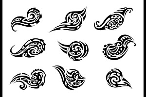 Black Maori tattoo set, tribal, a Decorative Illustration by Seavector Studio