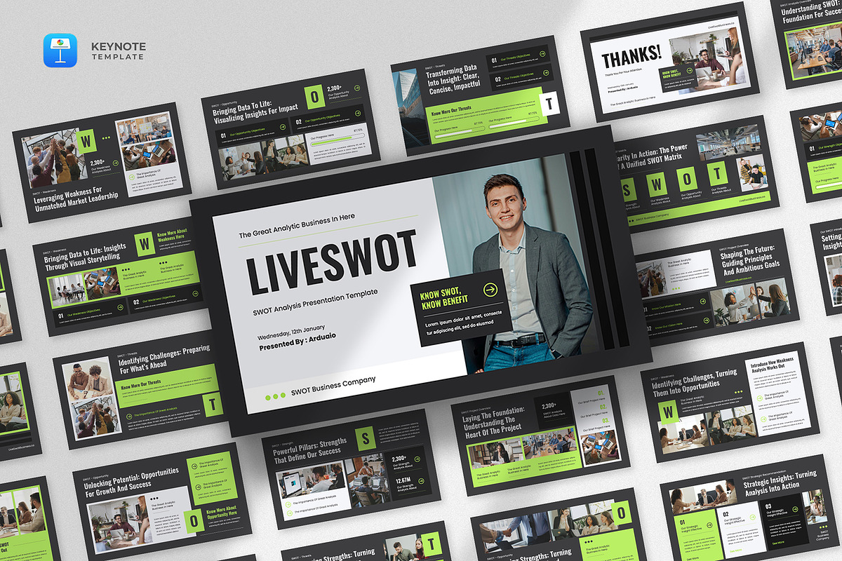 SWOT Analysis Keynote Template, a Presentation Template by fluffstudio (Photo 1 of 4)