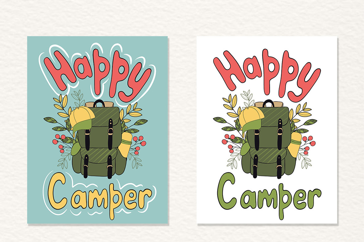 Camping & Hiking Poster Collection, a Seasonal Illustration by Mari_Caliart (Photo 5 of 12)
