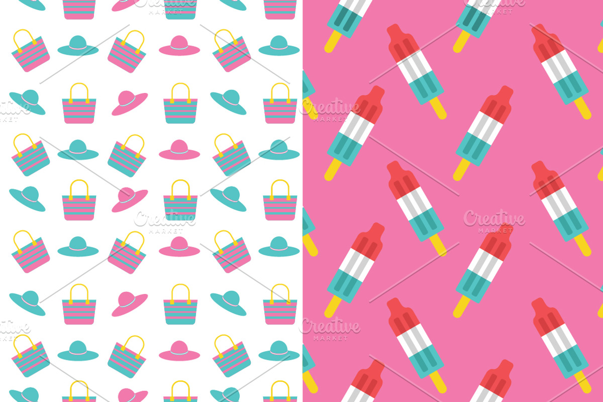 summer seamless pattern set, a Pattern Graphic by faitotoro (Photo 2 of 5)