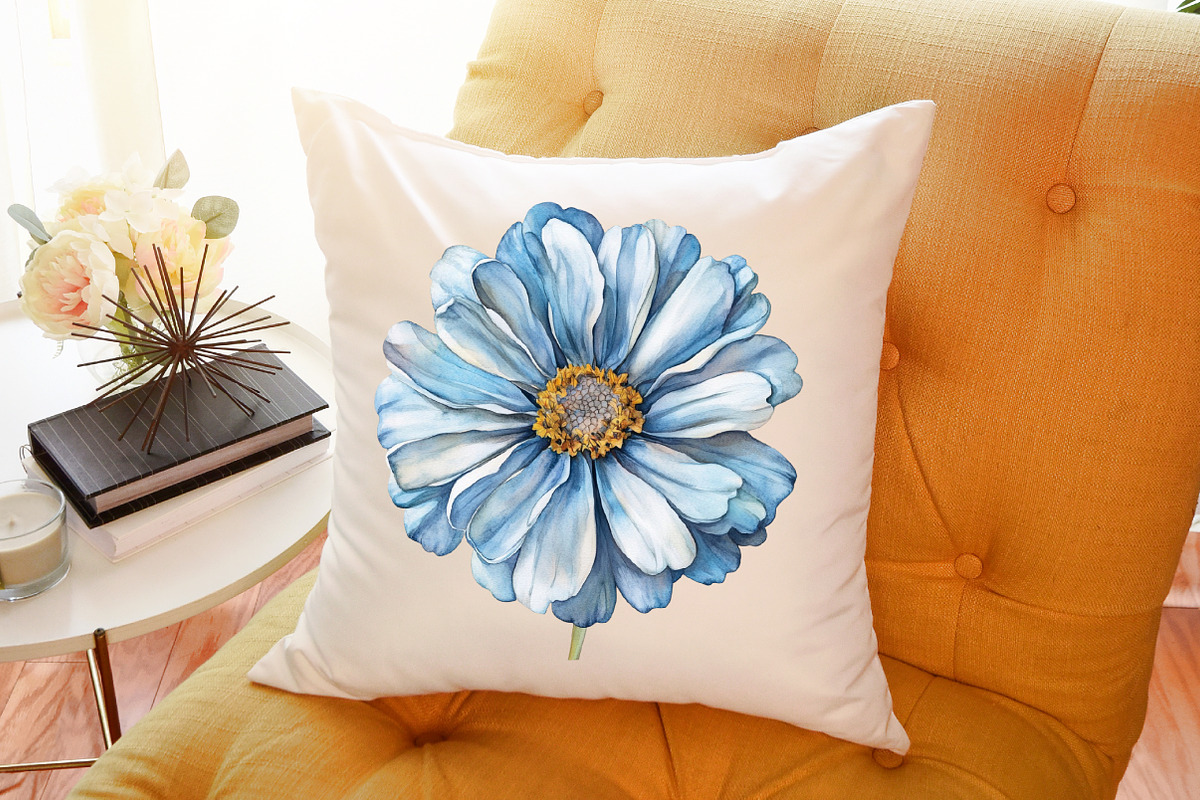 Dusty Blue Floral Clipart Watercolor, an Illustration by Sublimation Artist (Photo 6 of 6)