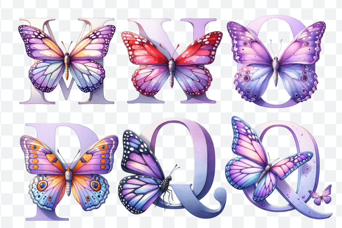 Butterfly Purple Alphabet and Number, a Symbol Font by Bubble Pixel (Photo 6 of 9)