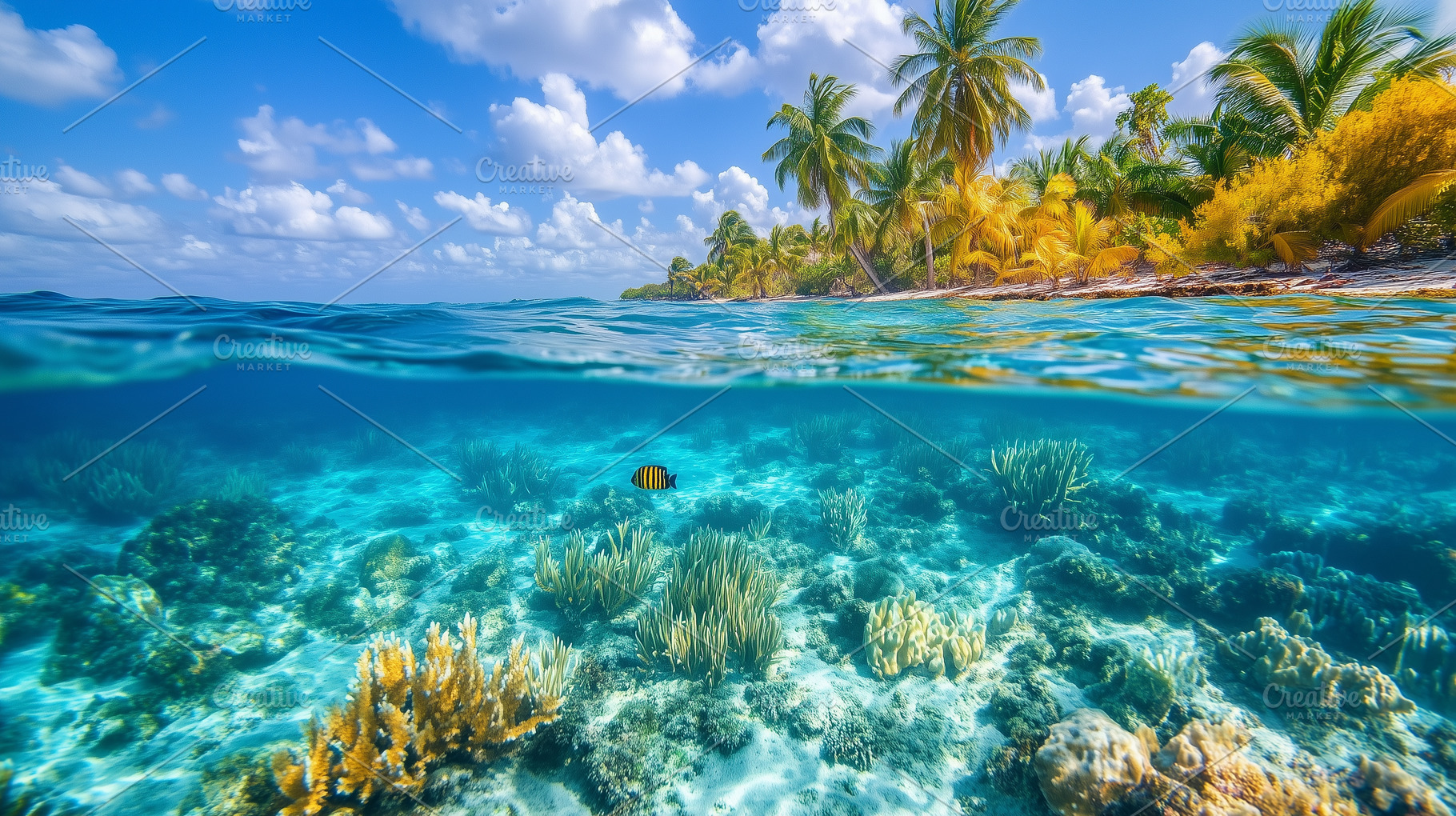 Tropical seascape showing underwater, a Nature Photo by MistyDay