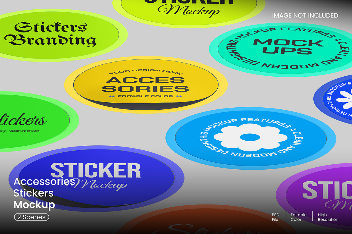 Stickers Mockup, a Merchandise Mockup by Unerispace (Photo 1 of 4)