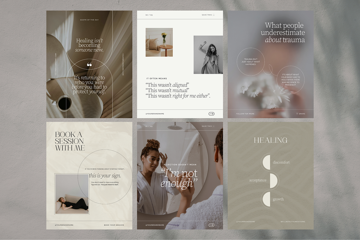 Minimalist Therapist IG Templates, a Social Media Template by CanvaTemplateClubCo (Photo 3 of 11)