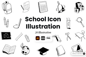 School Icon Illustration Set, an Object Graphic by SLAB! Design