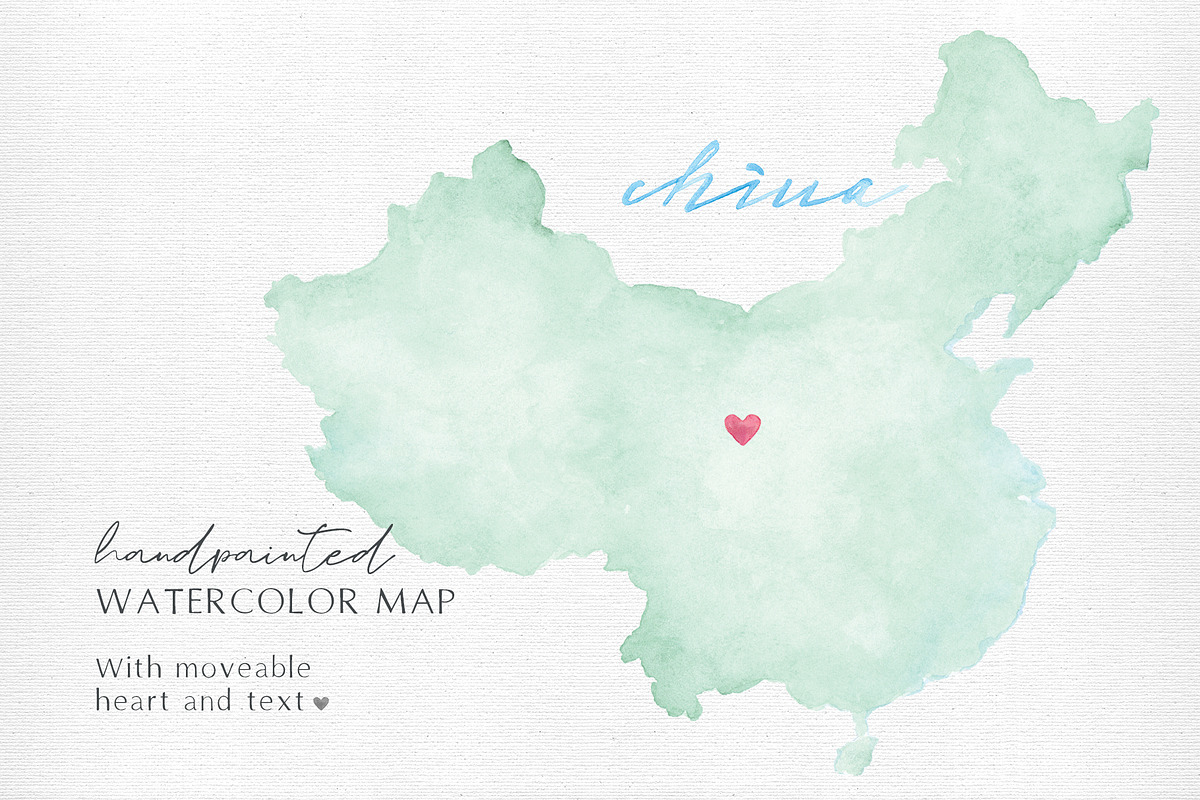 Watercolor Map of China, a Graphic by Beloved Paper (Photo 1 of 6)