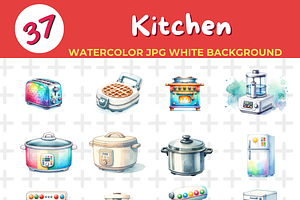 kitchen watercolor Jpg Background, an Education Illustration by John_Walker