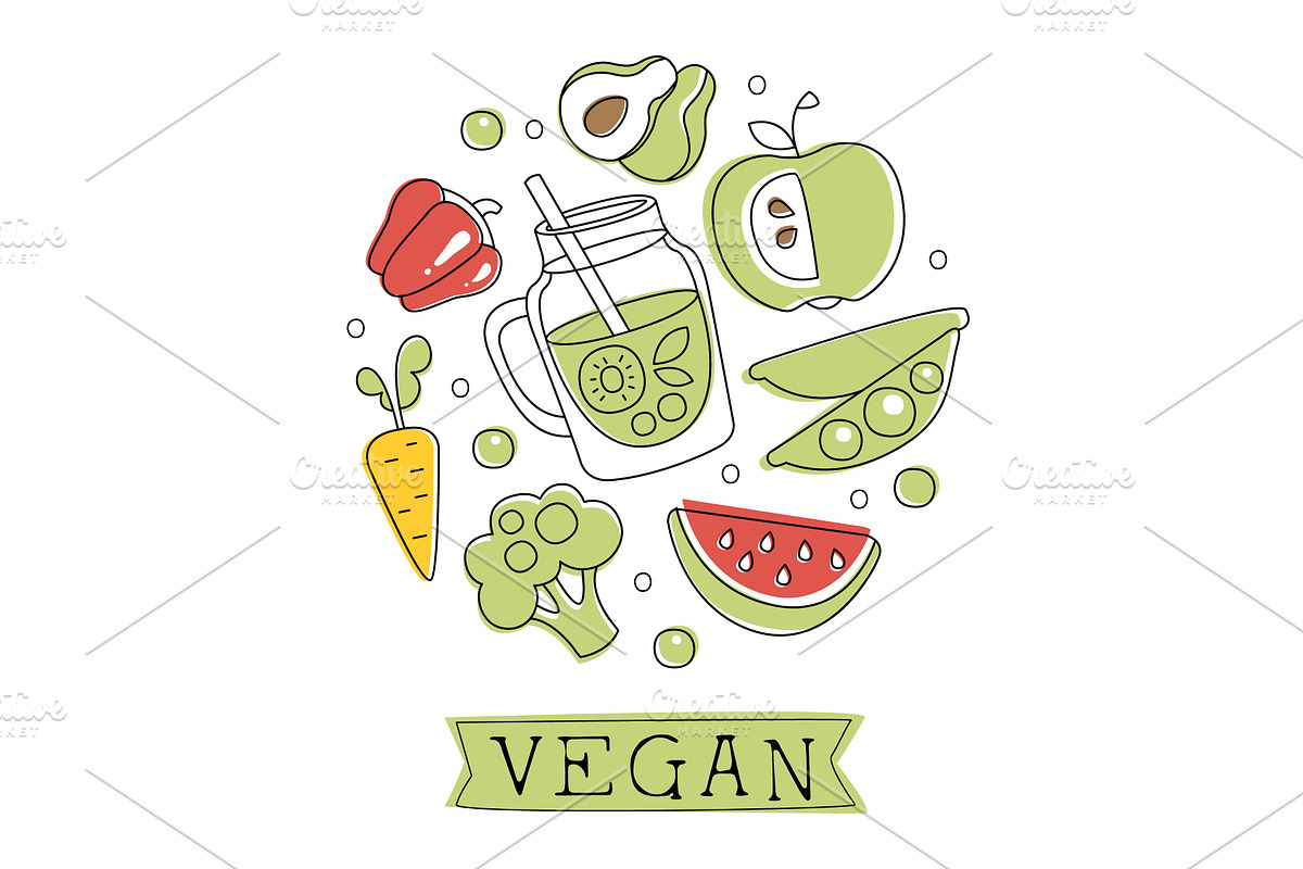 Vegan Food Banner Template, Organic, a Food Illustration by TopVectors