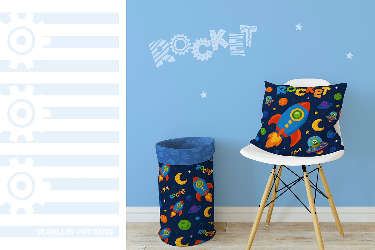 Robots and space. Vector pattern, a Pattern Graphic by LartGraphics (Photo 4 of 12)