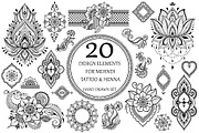 Tattoo and Henna set, a Decorative Illustration by Katika Shop (Thumbnail 2 of 7)