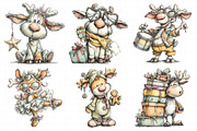 Quirky Christmas Reindeer Clipart, an Illustration by Daily.Designs (Thumbnail 4 of 5)