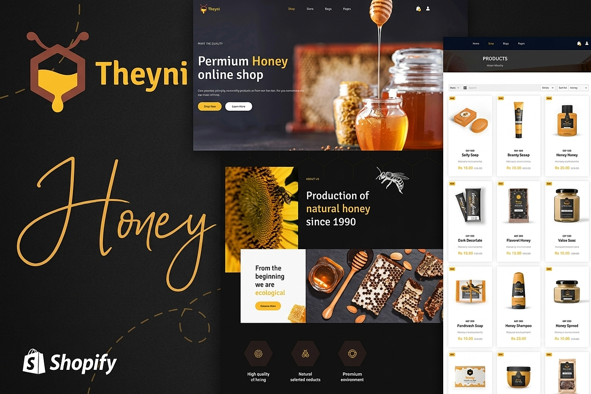 Theyni - Organic Honey Shopify Store, a Shopify Template by ThemesRain (Photo 1 of 3)